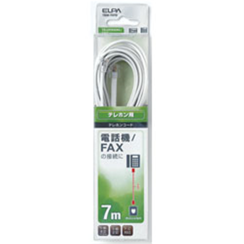 ELPA モジュラーケーブル 7m 6極4芯・2芯兼用テレホンコード TEW-T070 TEWT070 1個（ご注文単位1個）【直送品】