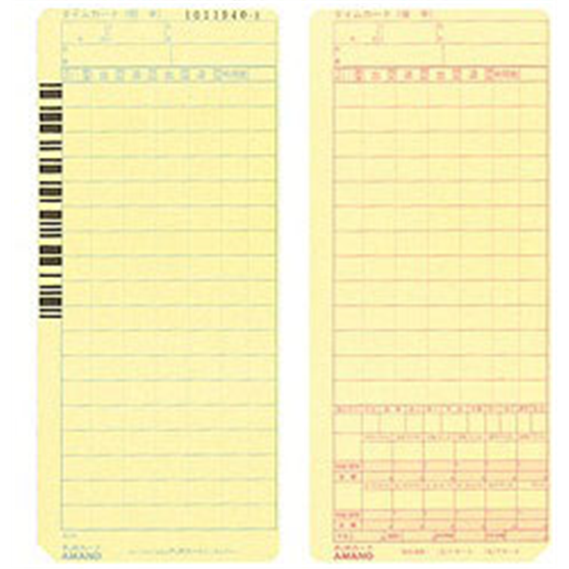 アマノ 時間集計タイムレコーダー専用タイムカード PJRカード PJRカード 1個(ご注文単位1個)【直送品】