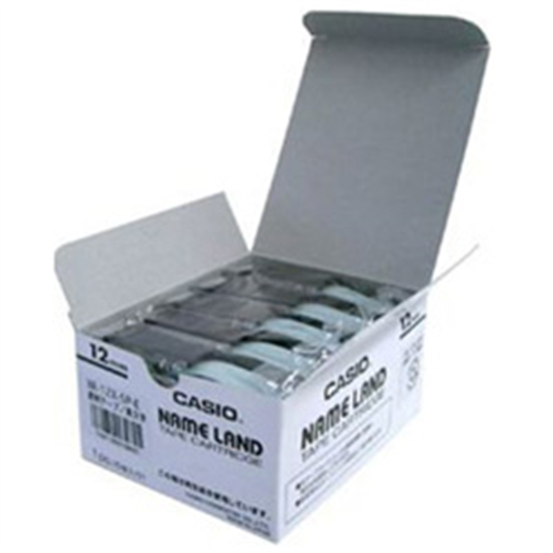 カシオ スタンダードテープ 5本入 NAME LAND（ネームランド） 透明 XR-12X-5P-E ［黒文字 /12mm幅］ XR12X5PE 1個（ご注文単位1個）【直送品】