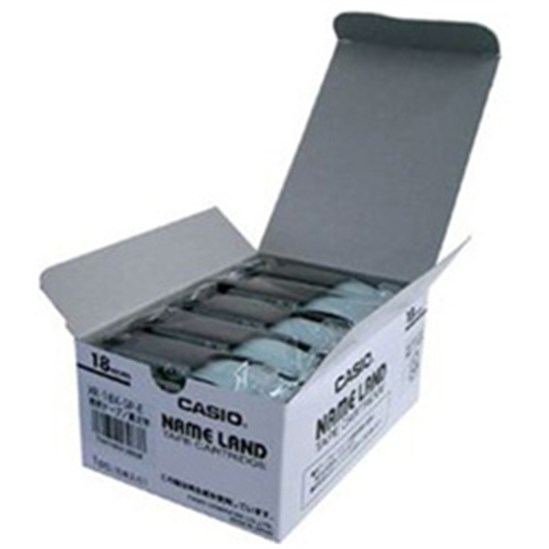 カシオ スタンダードテープ 5本入 NAME LAND（ネームランド） 透明 XR-18X-5P-E ［黒文字 /18mm幅］ XR18X5PE 1個（ご注文単位1個）【直送品】