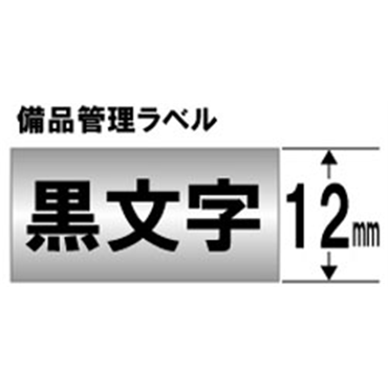 キングジム 備品管理ラベルテープ SM12XC 銀 ［黒文字 /12mm幅］ SM12 1個（ご注文単位1個）【直送品】