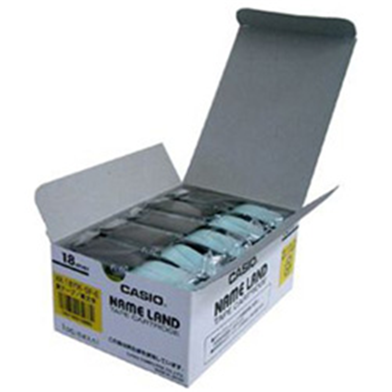 カシオ スタンダードテープ 5本入 NAME LAND（ネームランド） 黄 XR-18YW-5P-E ［黒文字 /18mm幅］ XR18YW5PE 1個（ご注文単位1個）【直送品】