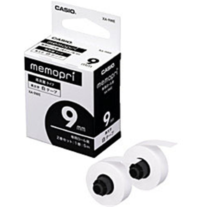 カシオ スタンダードテープ 2巻入り XA-9WE 白 ［9mm幅］ XA9WE 1個（ご注文単位1個）【直送品】