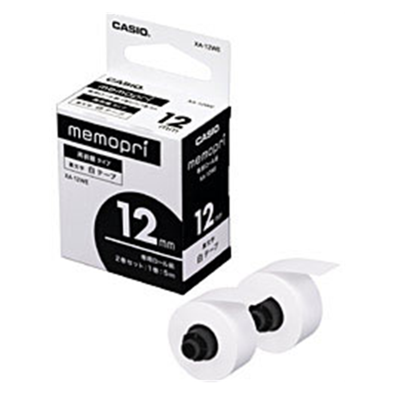 カシオ スタンダードテープ 2巻入り XA-12WE 白 ［12mm幅］ XA12WE 1個（ご注文単位1個）【直送品】