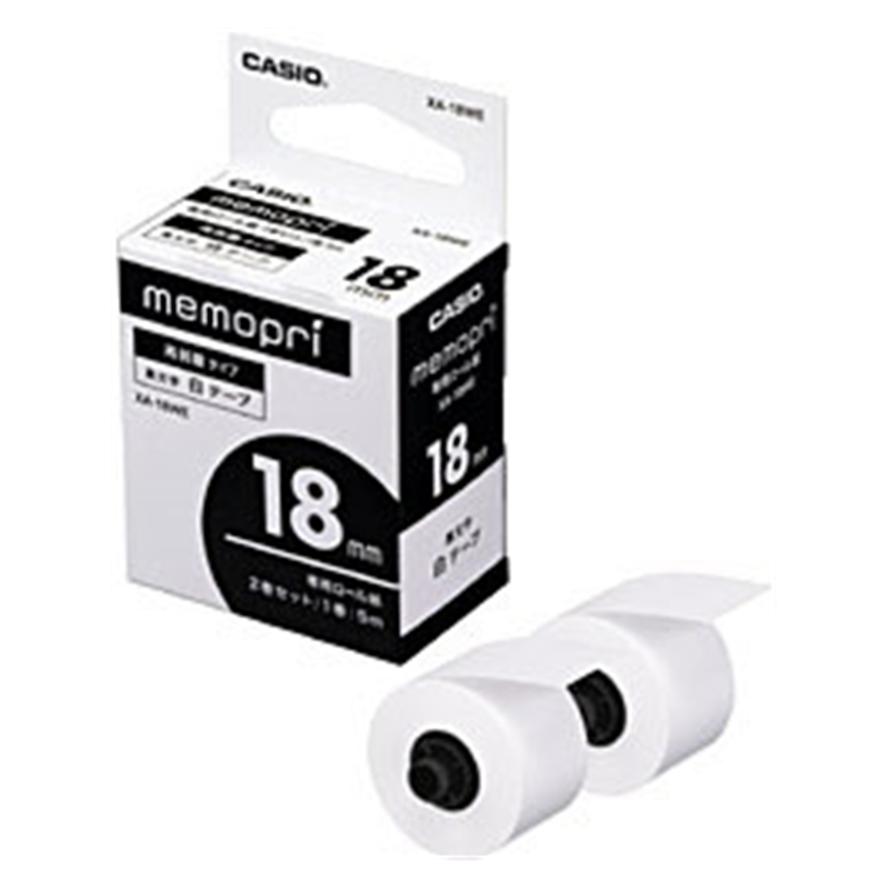 カシオ スタンダードテープ 2巻入り XA-18WE 白 ［18mm幅］ XA18WE 1個（ご注文単位1個）【直送品】