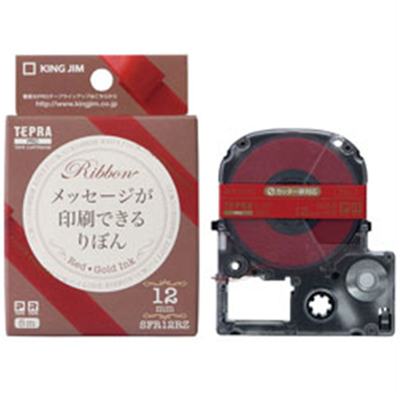 キングジム PROテープカートリッジ りぼん SFR12RZ レッド ［金文字 /12mm幅］ SFR12 1個（ご注文単位1個）【直送品】