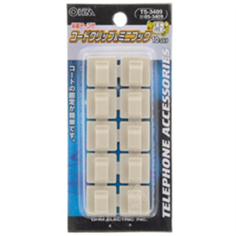 オーム電機 コードクリップ&ミニフック TS3409 TS3409 1個(ご注文単位1個)【直送品】