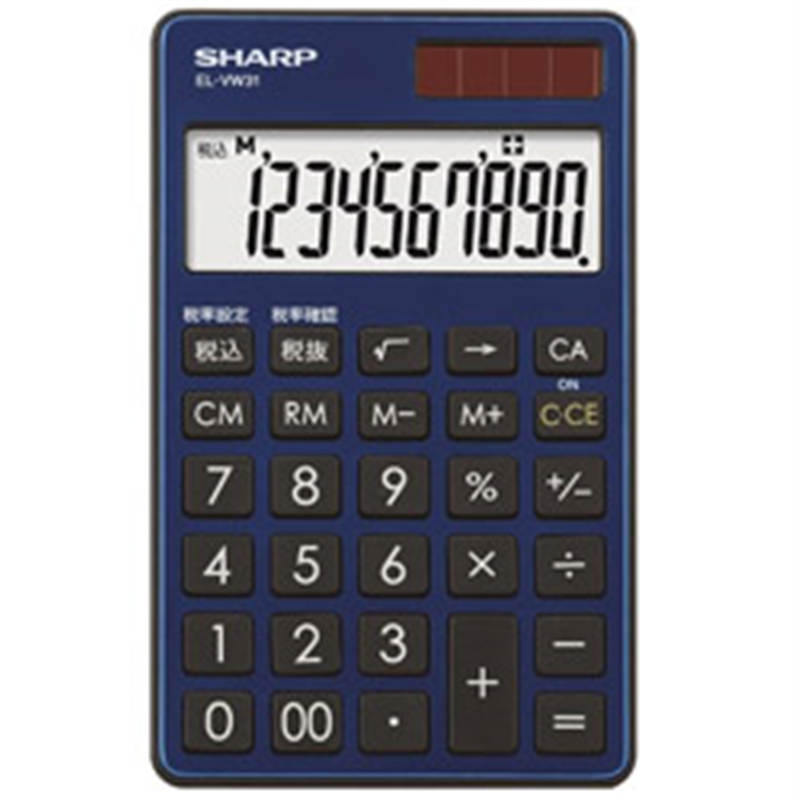 シャープ カラー・デザイン電卓 手帳タイプ  ディープブルー EL-VW31-AX ［10桁 /W税率非対応］ ELVW31AX 1個（ご注文単位1個）【直送品】