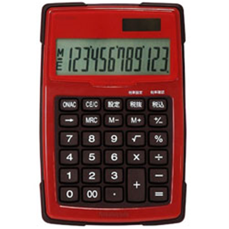 ナカバヤシ 電卓デスクトップ 防水タイプSサイズ  レッド ECD-WR01RD ［12桁 /W税率非対応］ ECDWR01RD 1個（ご注文単位1個）【直送品】