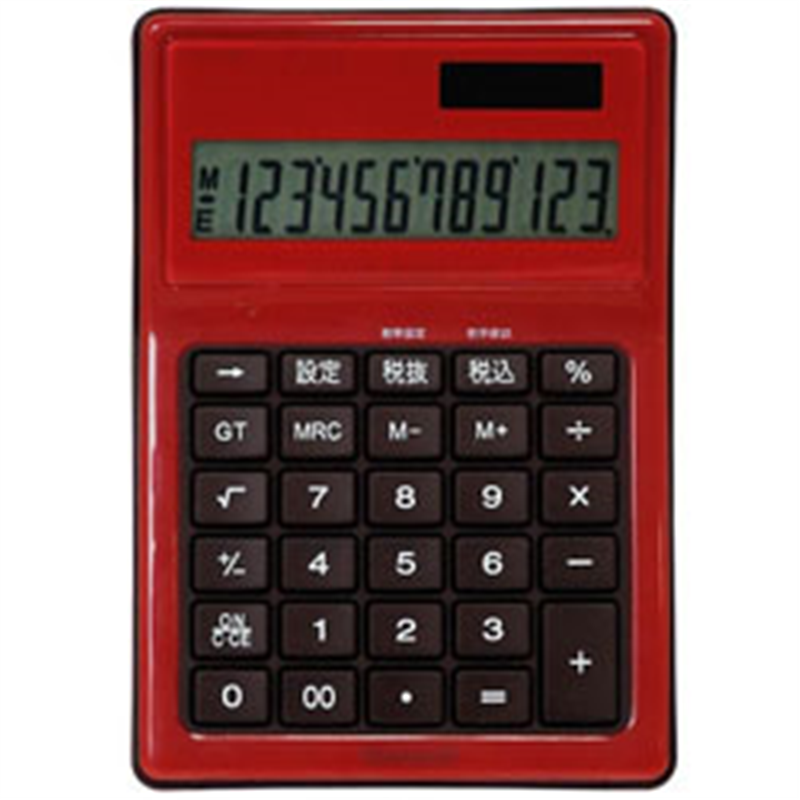 ナカバヤシ 電卓デスクトップ 防水タイプMサイズ  レッド ECD-WR02RD ［12桁 /W税率非対応］ ECDWR02RD 1個（ご注文単位1個）【直送品】