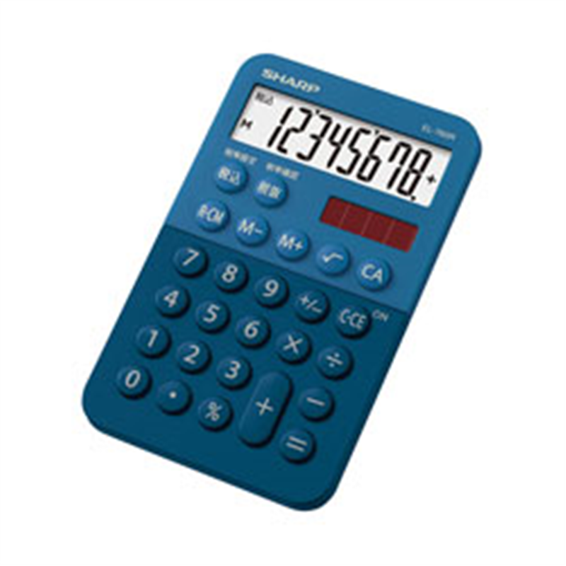 シャープ ミニミニナイスサイズ電卓  ブルー系 EL-760R-AX ［8桁 /W税率非対応］ EL760R 1個（ご注文単位1個）【直送品】