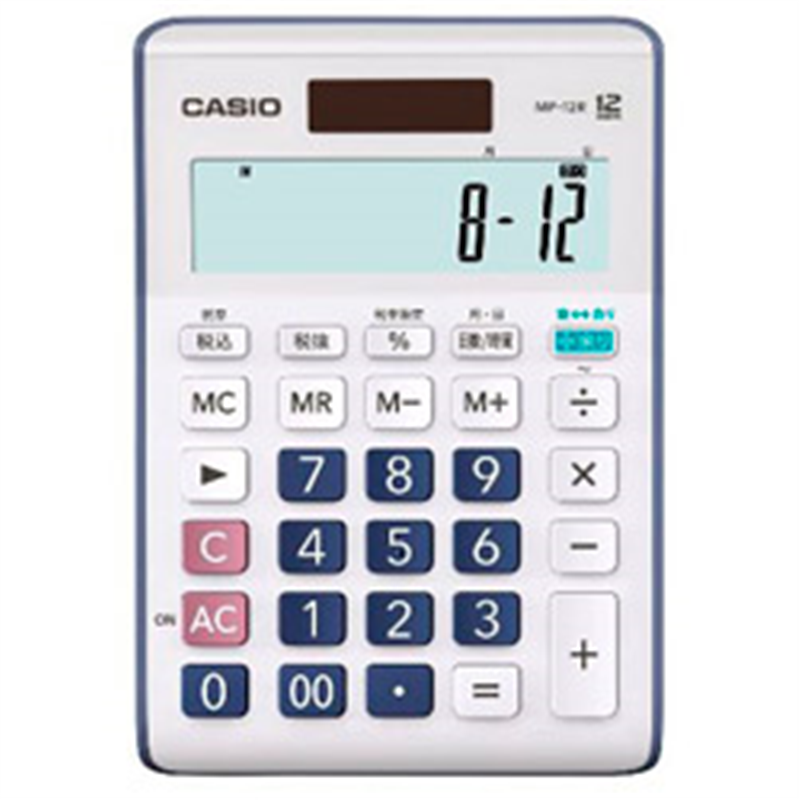 カシオ 余り計算電卓  ブルー MP-12R-N ［12桁 /W税率非対応］ MP12RN 1個（ご注文単位1個）【直送品】
