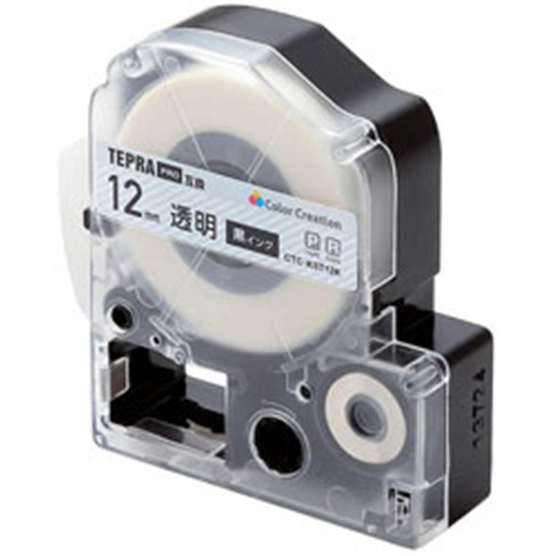 カラークリエーション テプラ（TEPRA）PRO用互換テープ CTC-KST12K 透明 ［黒文字 /12mm幅］ CTCKST12K 1個（ご注文単位1個）【直送品】