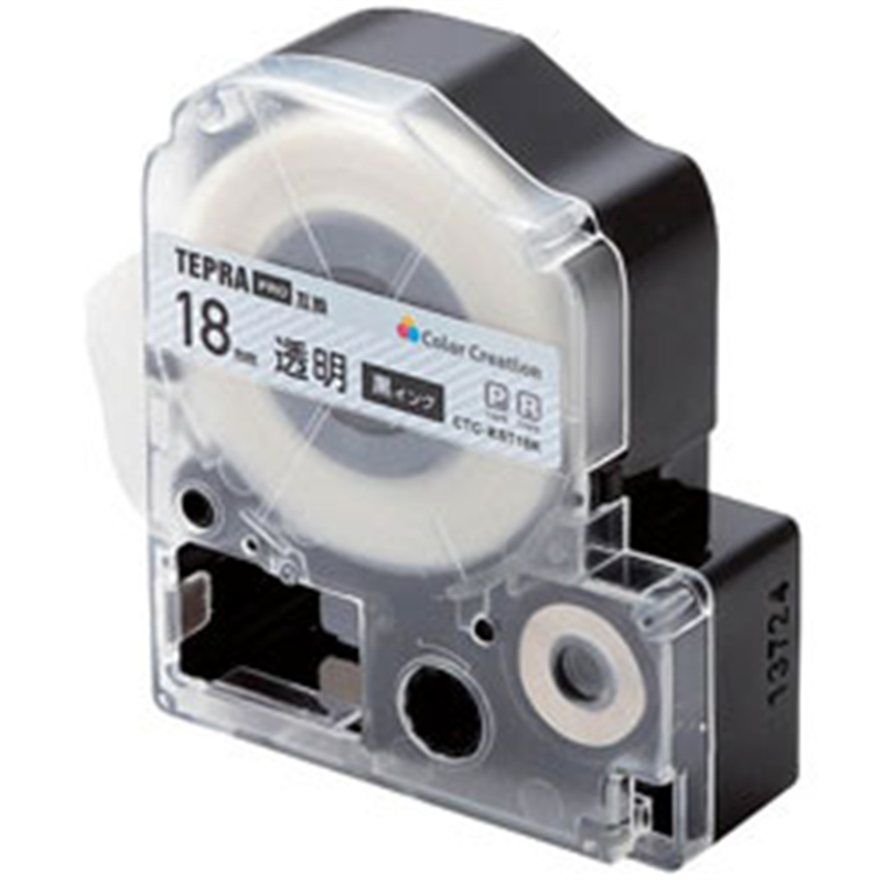 カラークリエーション テプラ（TEPRA）PRO用互換テープ CTC-KST18K 透明 ［黒文字 /18mm幅］ CTCKST18K 1個（ご注文単位1個）【直送品】