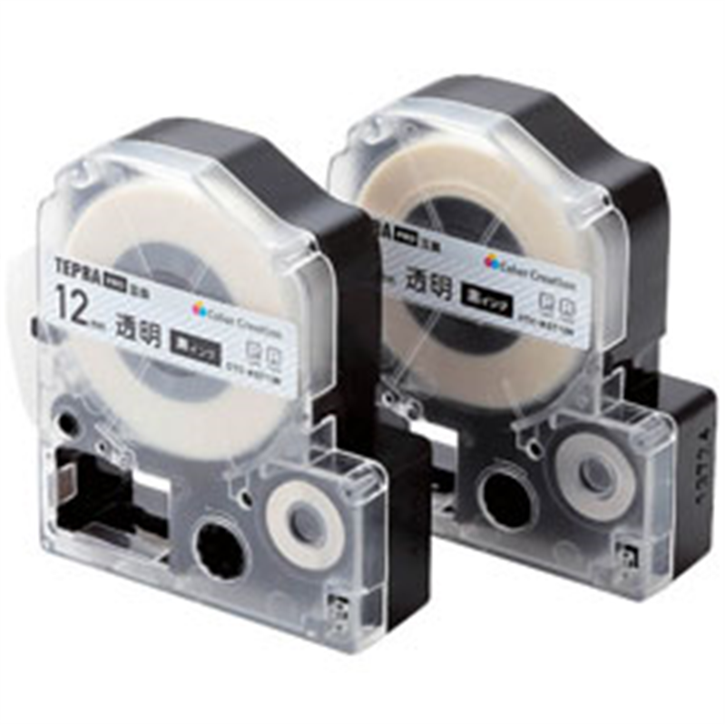 カラークリエーション テプラ（TEPRA）PRO用互換テープ 2個パック CTC-KST12K-2P 透明 ［黒文字 /12mm幅］ CTCKST12K2P 1個（ご注文単位1個）【直送品】