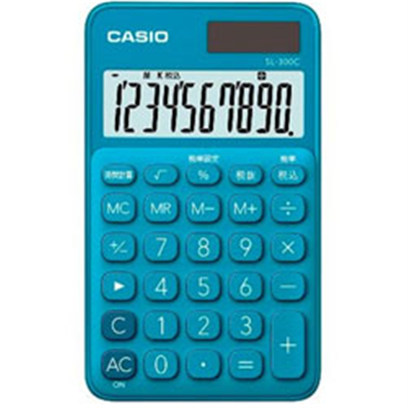 カシオ カラフル電卓  レイクブルー SL-300C-BU-N ［10桁 /W税率非対応］ SL300CBUN 1個（ご注文単位1個）【直送品】
