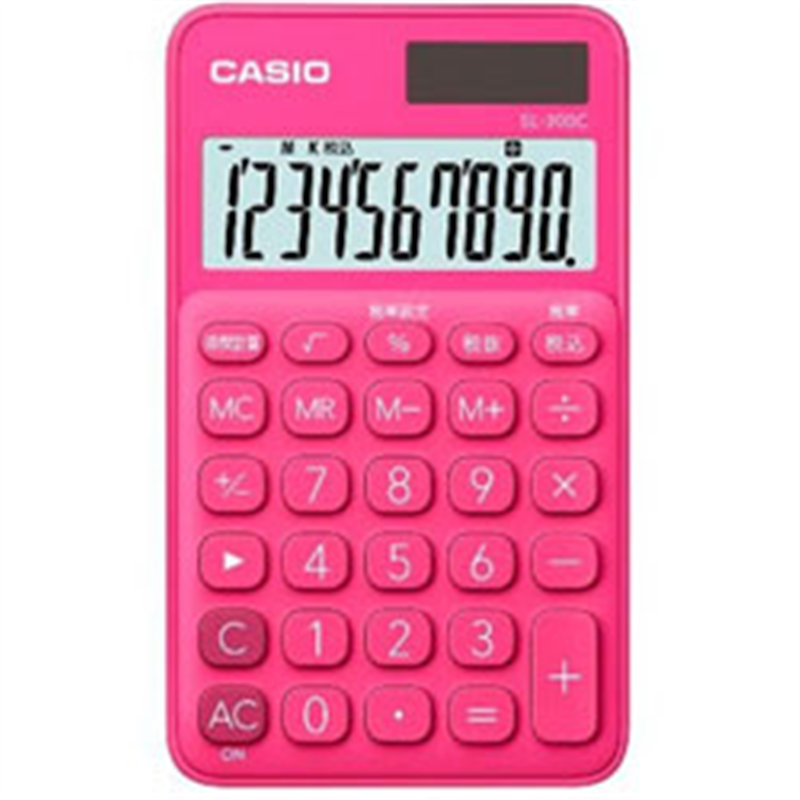 カシオ カラフル電卓  ビビッドピンク SL-300C-RD-N ［10桁 /W税率非対応］ SL300CRDN 1個（ご注文単位1個）【直送品】