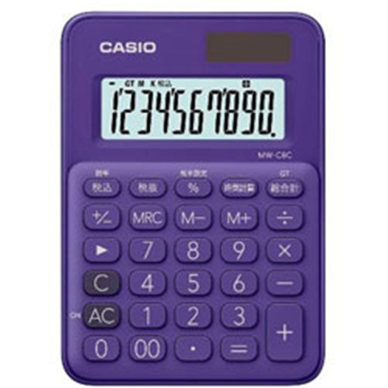 カシオ カラフル電卓  パープル MW-C8C-PL-N ［10桁 /W税率非対応］ MWC8CPLN 1個（ご注文単位1個）【直送品】