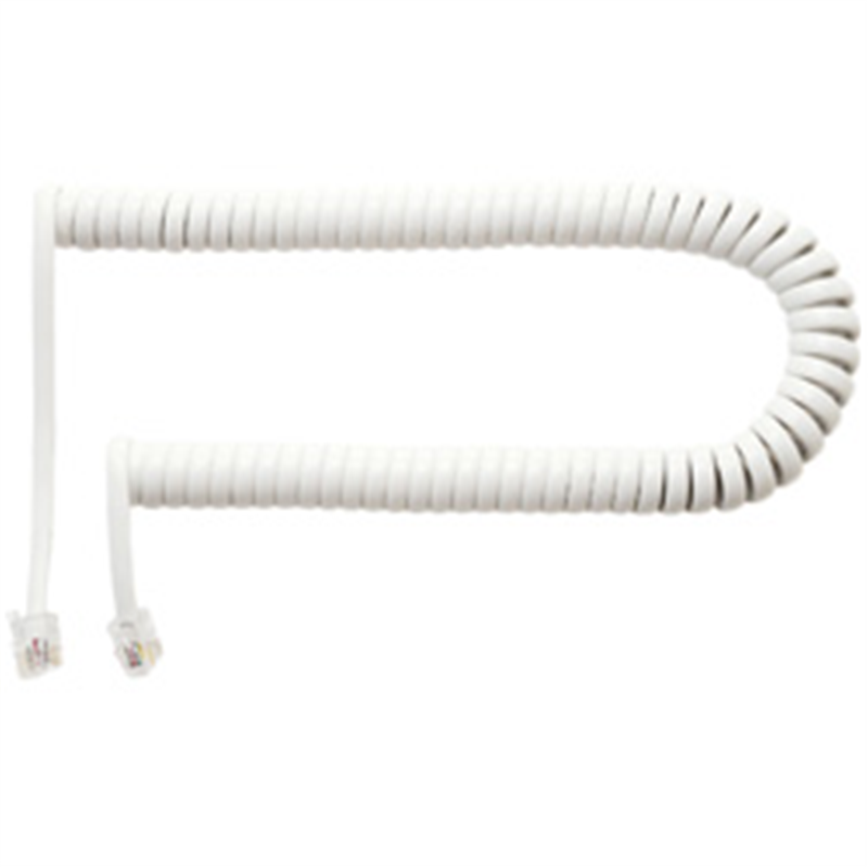 ミヨシ 受話器用カールコード 0.3m クロス結線 片側ロング 白 DCJ403LWH 1個(ご注文単位1個)【直送品】