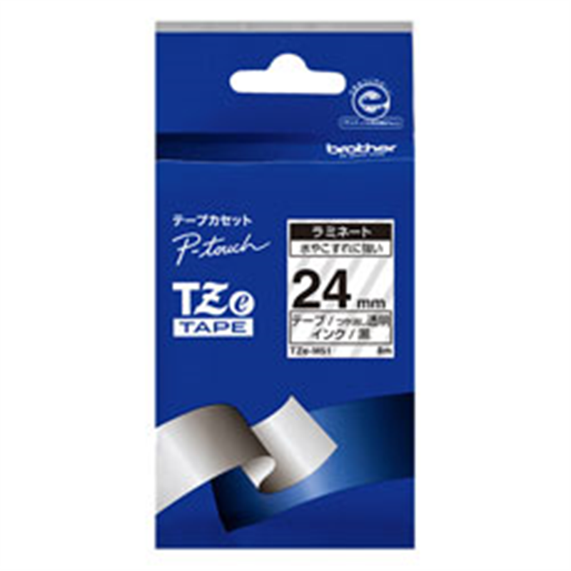 ブラザー 【ブラザー純正】ピータッチ ラミネートテープ TZe-M51 幅24mm (黒文字/透明/つや消し) TZe TAPE 透明 (つや消し) TZe-M51 ［黒文字 /24mm幅］ TZEM51 1個（ご注文単位1個）【直送品】