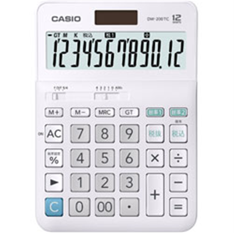 カシオ W税計算対応電卓 DW-200TC-N  ［W税率対応 /12桁］ DW200TCN 1個（ご注文単位1個）【直送品】