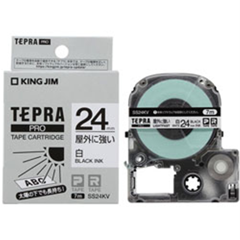 キングジム PROテープカートリッジ　屋外に強いラベル SS24KV 白 ［黒文字 /24mm幅］ SS24KV 1個（ご注文単位1個）【直送品】