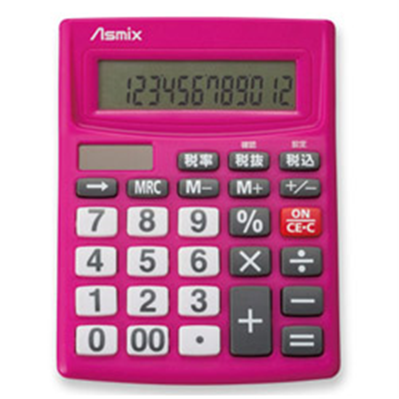 アスカ ビジネス電卓 Asmix ピンク C1234P ［12桁］ C1234P 1個（ご注文単位1個）【直送品】