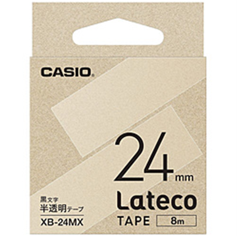 カシオ ラベルライターLateco用テープ  半透明 XB-24MX ［黒文字 /24mm幅］ XB24MX 1個（ご注文単位1個）【直送品】