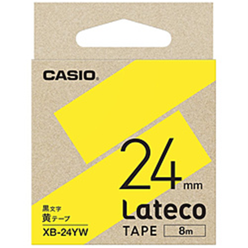 カシオ ラベルライターLateco用テープ  黄 XB-24YW ［黒文字 /24mm幅］ XB24YW 1個（ご注文単位1個）【直送品】