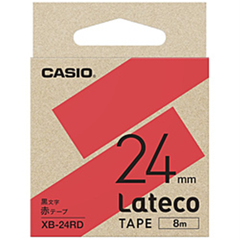 カシオ ラベルライターLateco用テープ  赤 XB-24RD ［黒文字 /24mm幅］ XB24RD 1個（ご注文単位1個）【直送品】
