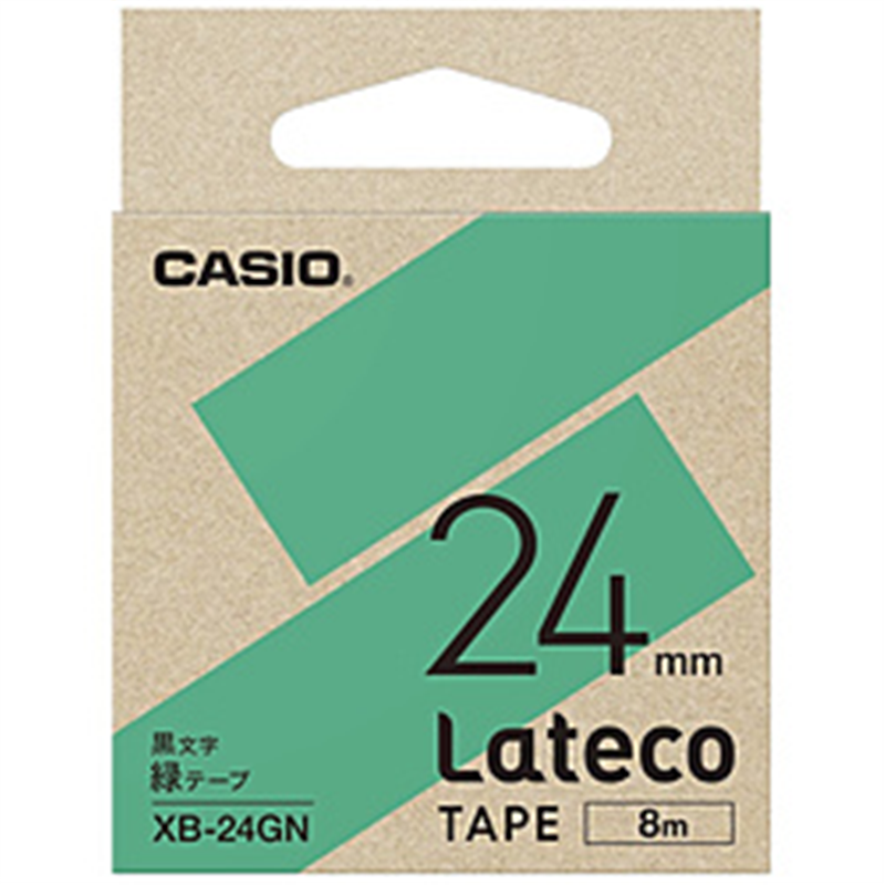 カシオ ラベルライターLateco用テープ  緑 XB-24GN ［黒文字 /24mm幅］ XB24GN 1個（ご注文単位1個）【直送品】