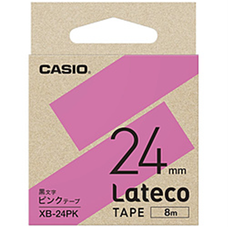 カシオ ラベルライターLateco用テープ  ピンク XB-24PK ［黒文字 /24mm幅］ XB24PK 1個（ご注文単位1個）【直送品】