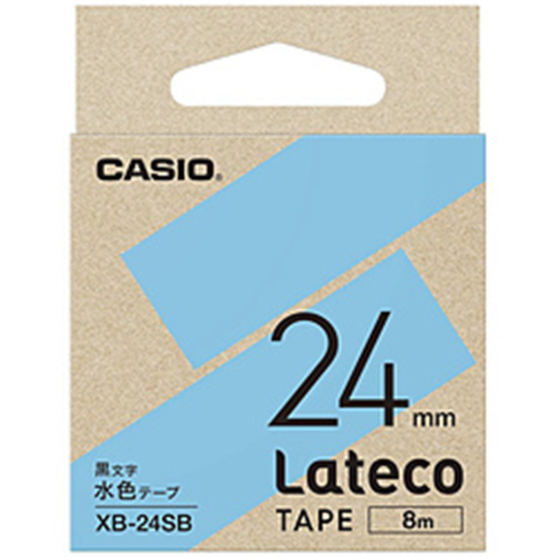 カシオ ラベルライターLateco用テープ  水色 XB-24SB ［黒文字 /24mm幅］ XB24SB 1個（ご注文単位1個）【直送品】