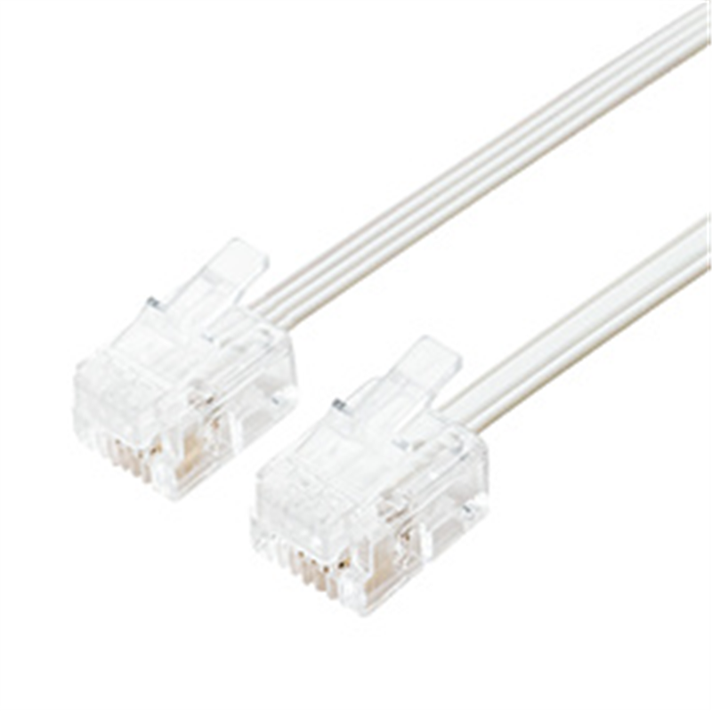 ミヨシ 電話機コード 6極4芯 5m 白 フラット DCF405WH 1個(ご注文単位1個)【直送品】