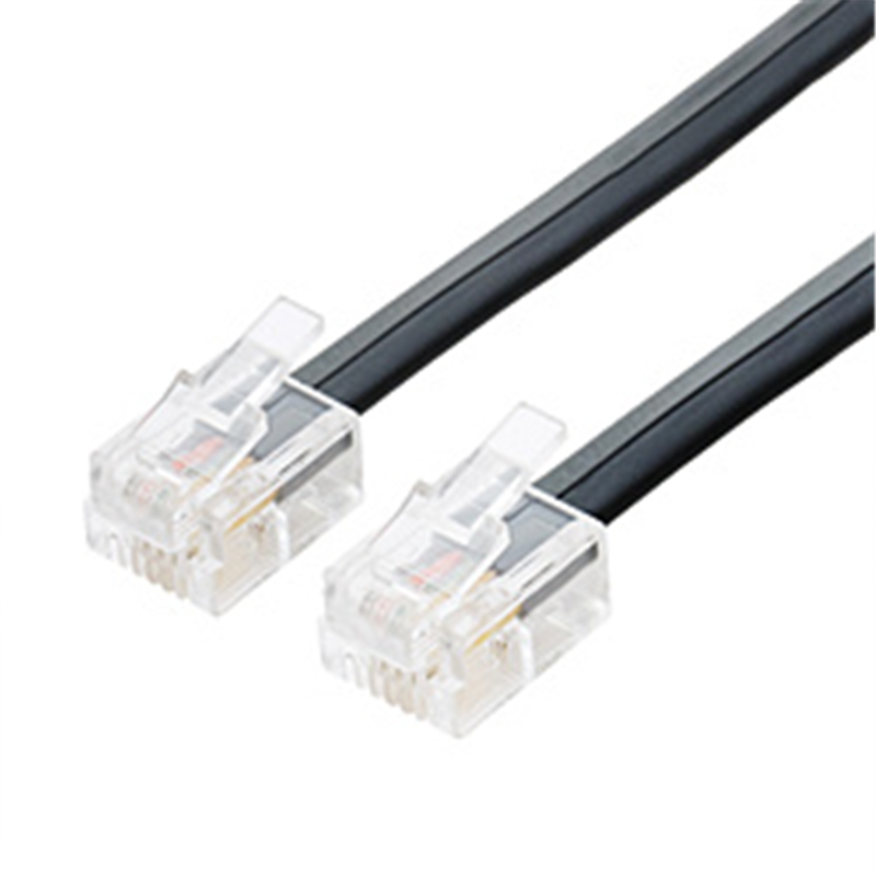 ミヨシ 電話機コード 6極4芯 1m 黒 DC401BK 1個(ご注文単位1個)【直送品】