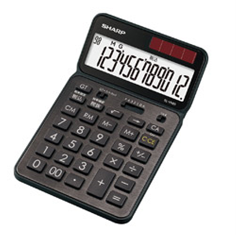 シャープ 電卓 抗菌仕様ナイスサイズタイプ 抗菌仕様ナイスサイズカラー・デザイン電卓 ブラック系スタイリッシュブラック EL-VN83-BX ［12桁 /W税率非対応］ ELVN83BX 1個（ご注文単位1個）【直送品】