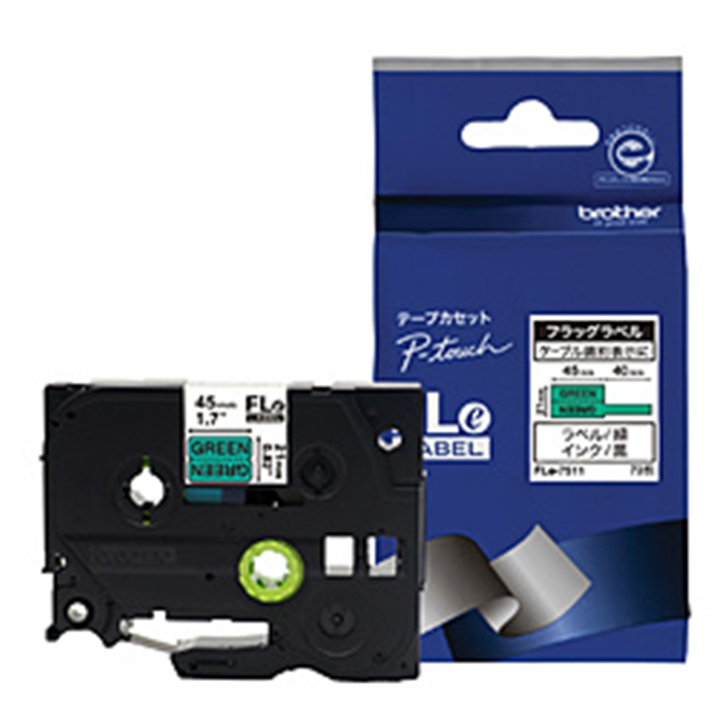 ブラザー 【ブラザー純正】ピータッチ フラッグラベル (黒文字/緑) ケーブルマーキング   FLe-7511 ［黒文字］ FLE7511 1個（ご注文単位1個）【直送品】