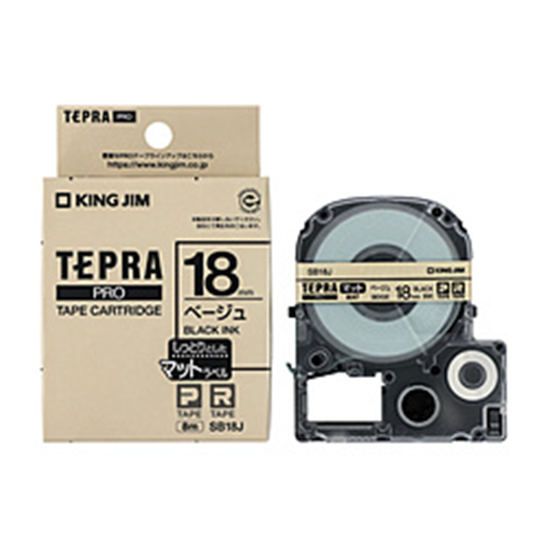 キングジム テプラPROテ-プ　マットベ-ジュ／黒文字   SB18J ［黒文字 /18mm幅］ SB18J 1個（ご注文単位1個）【直送品】