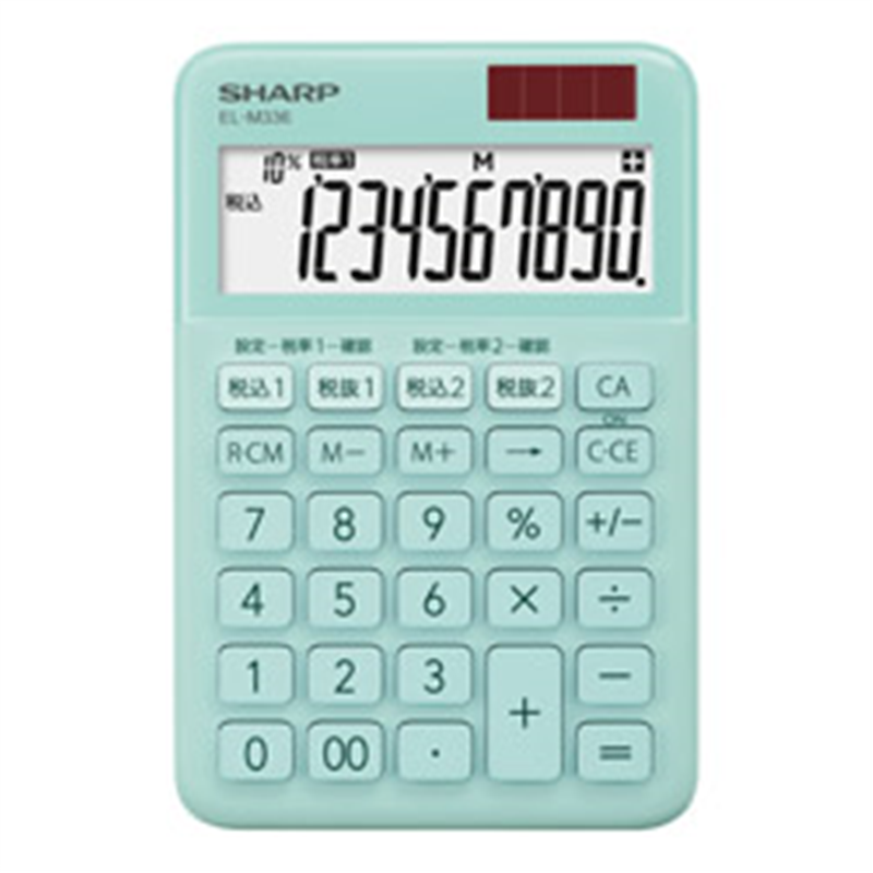 シャープ ミニナイスサイズ電卓  グリーン系 EL-M336-GX ［10桁 /W税率対応］ ELM336GX 1個（ご注文単位1個）【直送品】