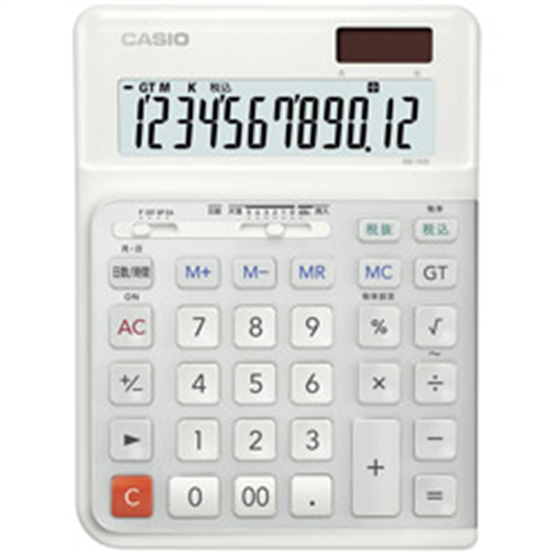 カシオ 人間工学電卓  ホワイト DE-12D-WE-N ［12桁 /W税率非対応］ DE12DWEN 1個（ご注文単位1個）【直送品】