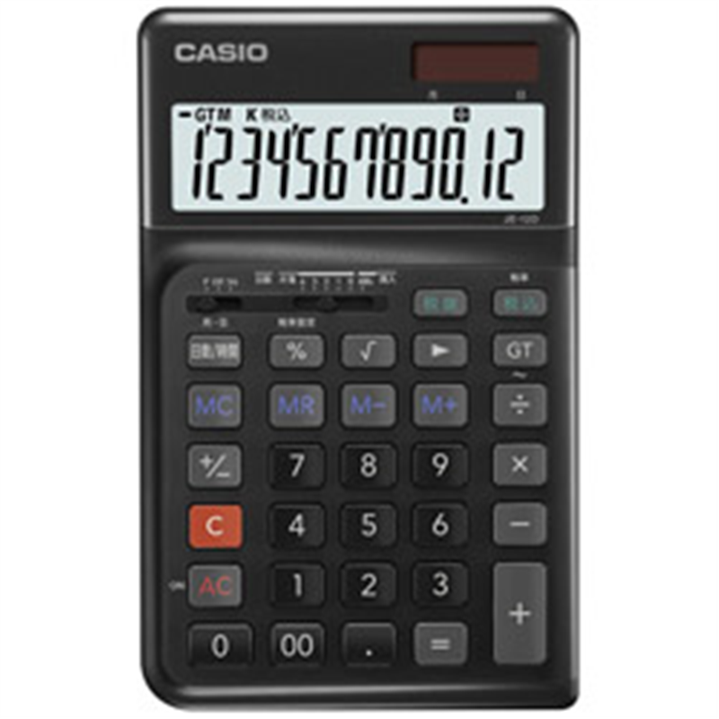 カシオ 人間工学電卓  ブラック JE-12D-BK-N ［12桁 /W税率非対応］ JE12DBKN 1個（ご注文単位1個）【直送品】