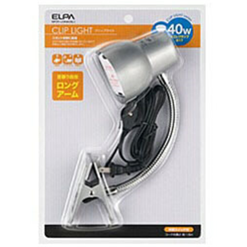 ELPA　エルパ クリップライト シルバー SPOT-LCR40 ［電球 /電球色］ SPOTLCR40SL 1個（ご注文単位1個）【直送品】