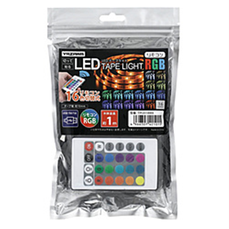 ヤザワ テープライト　レインボー　リモコン付き　1m　LED　TPL011RRB TPL011RRB 1個（ご注文単位1個）【直送品】