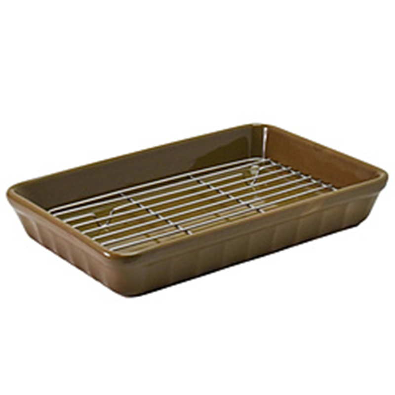 aito製作所 アイトー 耐熱皿 オーブンベーカー グラタン 長角 プレート 皿 網付 約23×16cm ブラウニー 茶 1個(ご注文単位1個)【直送品】