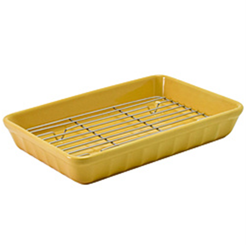 aito製作所 アイトー 耐熱皿 オーブンベーカー グラタン 長角 プレート 皿 網付 約23×16cm マスタード 黄 1個(ご注文単位1個)【直送品】