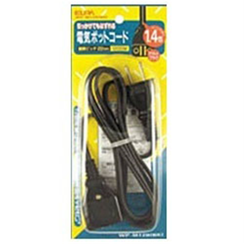ELPA エルパ 電気ポットコード (1.4m) WP-M12B-BK 黒 1個(ご注文単位1個)【直送品】