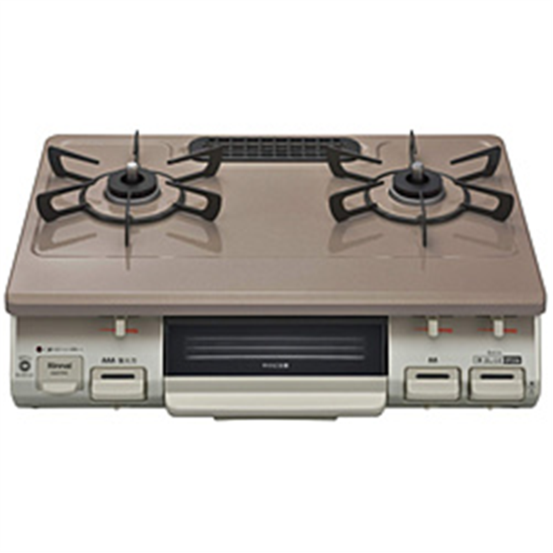 リンナイ　Rinnai ガステーブルコンロ 片面焼き水なしグリル[2口 /左強火]  パールピンクベージュ KG67PPKL ［約60cm /都市ガス12・13A /左強火］ 1個（ご注文単位1個）【直送品】