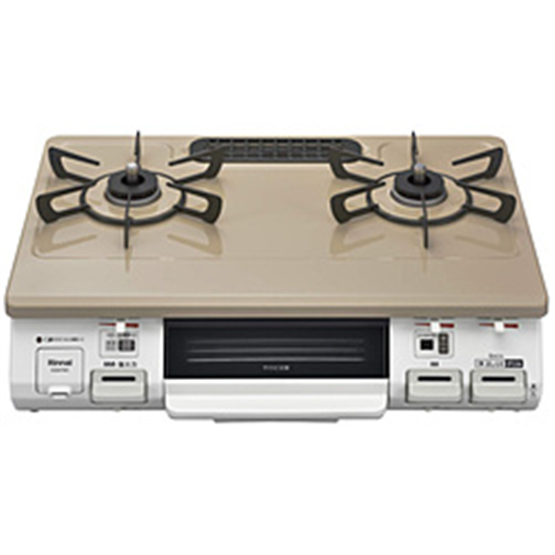 リンナイ　Rinnai ガステーブルコンロ 片面焼き水なしグリル[2口 /左強火]  ピュアベージュ KG64TW2L ［約60cm /都市ガス12・13A /左強火］ 1個（ご注文単位1個）【直送品】