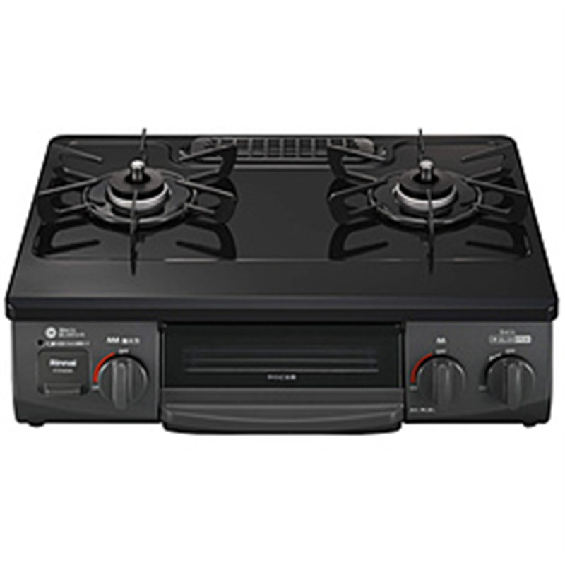 リンナイ　Rinnai ガスコンロ ワンピーストップ  ブラック RTE565BKL_13A ［約56cm(コンパクトタイプ) /都市ガス12・13A /左強火］ 1個（ご注文単位1個）【直送品】