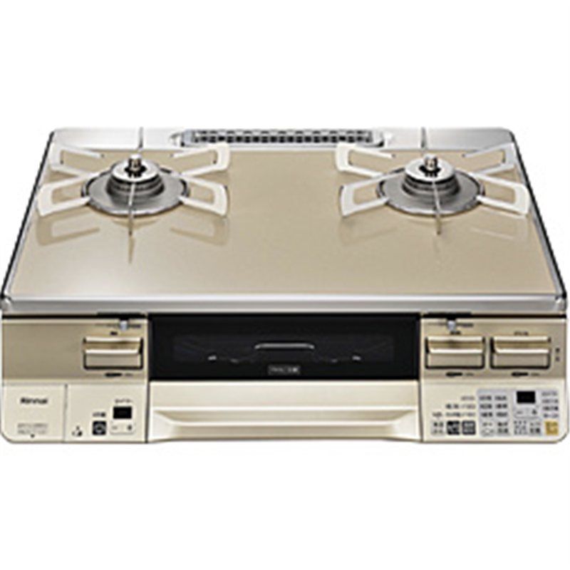 リンナイ　Rinnai LAKUCIEシリーズ　ピュアステンレス（ゴトク・バーナーキャップ） LAKUCIE（ラクシエ） カフェベージュ／シャンパン RTE65VACPA-GR ［約60cm /プロパンガス /右強火］ 1個（ご注文単位1個）【直送品】